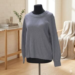 Market & Spruce Grey Ribbed Knit Crewneck Sweater Small Soft Stitch Fix